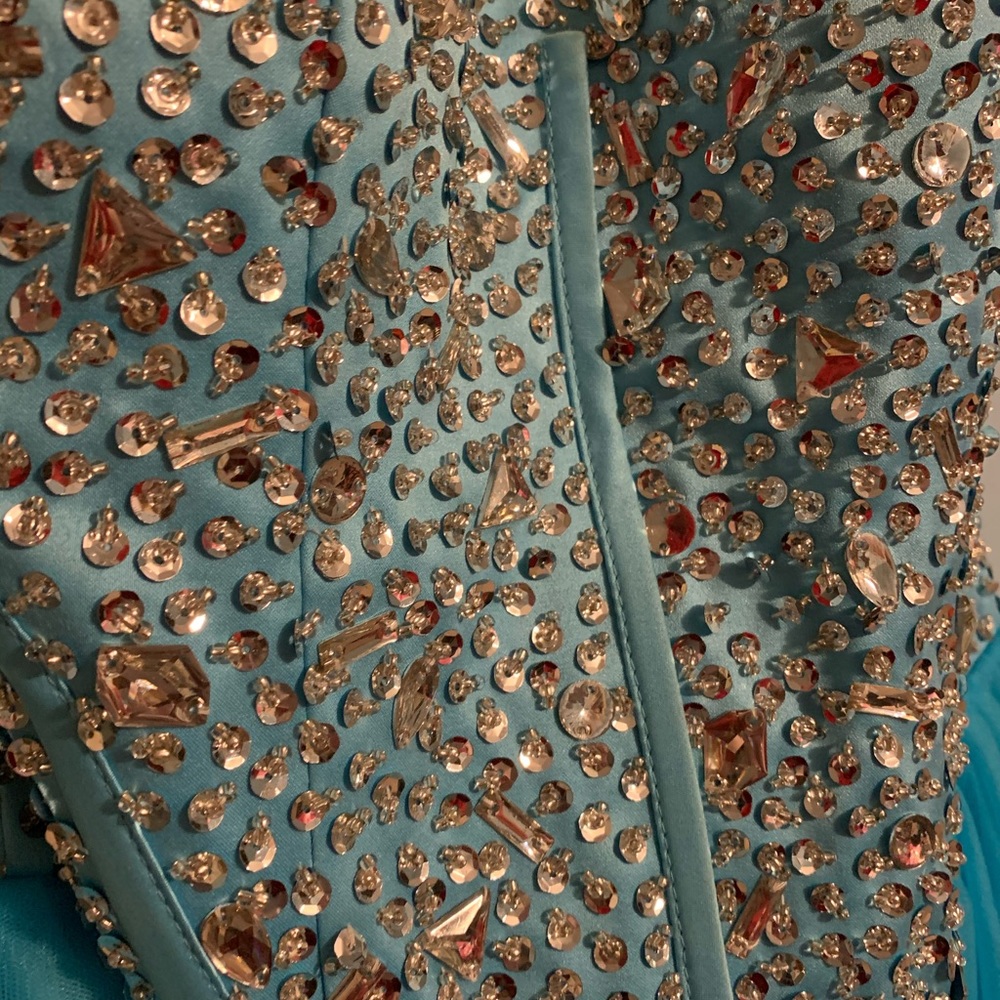 Light Blue Strapless Homecoming Dress